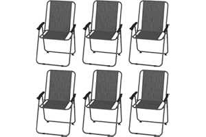 UDPATIO Patio Folding Chairs Set of 6, Lightweight Portable Patio Chair with Sturdy Steel Frame and Weather-Resistant Textilene Fabric, Black