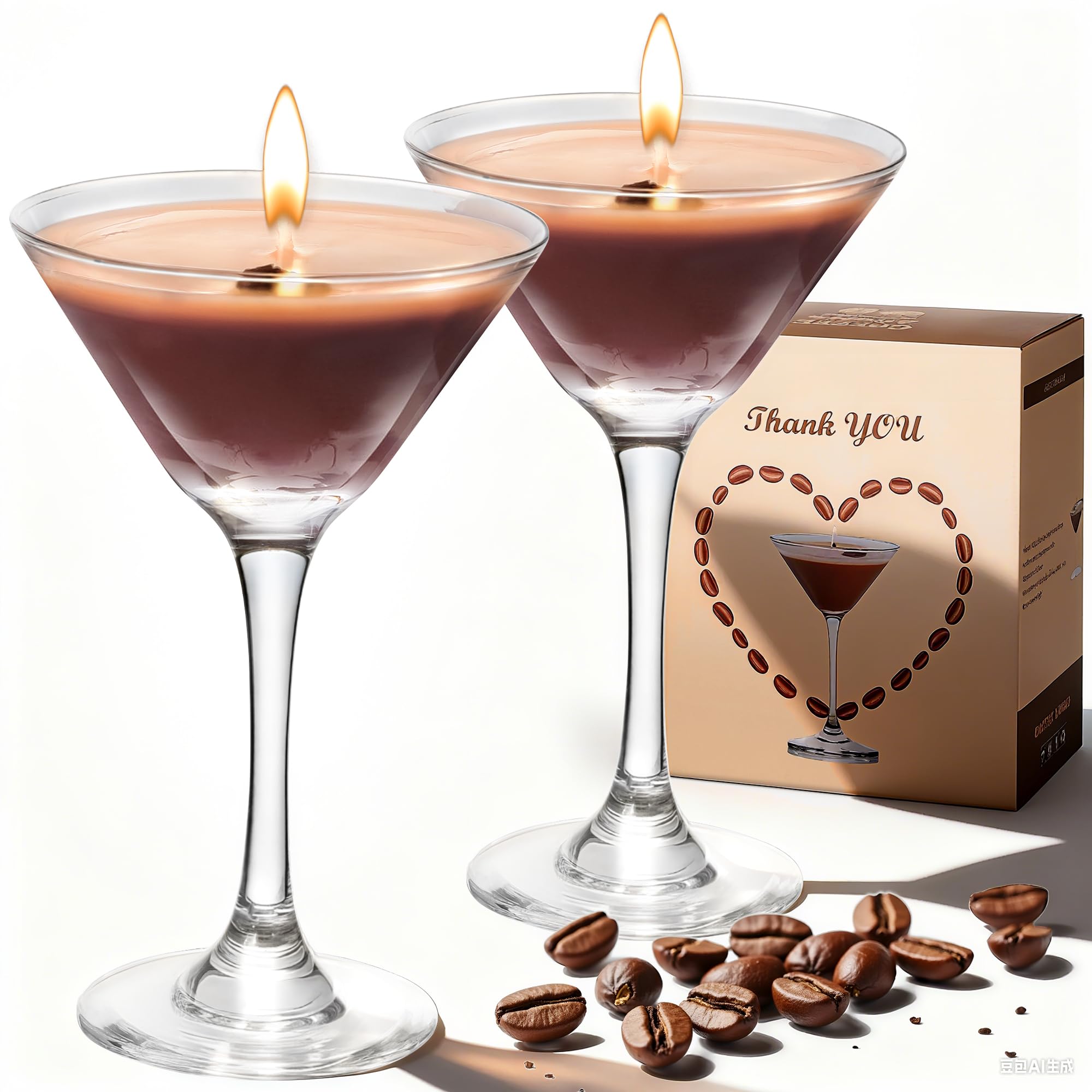View 1 of 2 Pack Espresso Martini Candle Gifts, Coffee Scented Candles Unique Gift for Espresso Lovers, Soy Wax Candles for Women Men Coffee Bar Bedroom Christmas Home Decor
