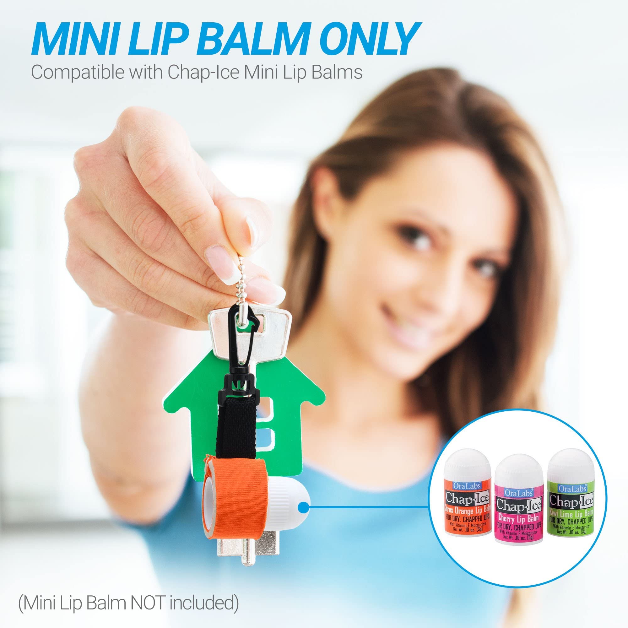 Chap-Ice® | 12-Count Assorted Mini Lip Balm Pack & 1 Lip Balm Keychain with Swivel Clip | Made in USA | 4 Flavors - Cherry, Citrus Orange, Kiwi Lime, & Beeswax (0.10oz/3g Each)