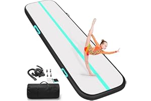 ZAFIED Air Gymnastics Tumbling Mat, 6.6ft/10ft/13ft/16ft/20ft Inflatable Track Mat for Home/Outdoor Training, 4/8 inch Thick Gym Mat with Electric Pump for Kids & Adults