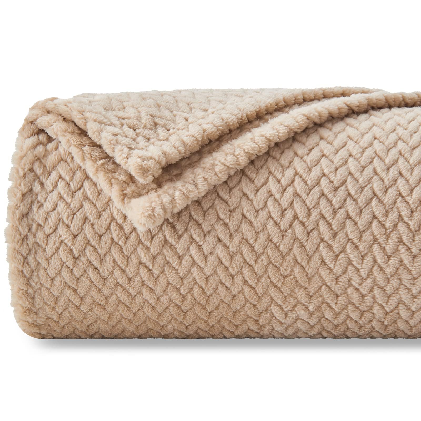 NEWCOSPLAY Super Soft Throw Blanket Premium Silky Flannel Fleece Leaves Pattern Lightweight Blanket All Season Use (888-brown, Throw(50"x60"))