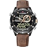 AIMES Watches for Men Military Digital Sport Stylish Casual Analog Quartz Waterproof Watch Multifunction Leather Business Dress Wristwatch for Men