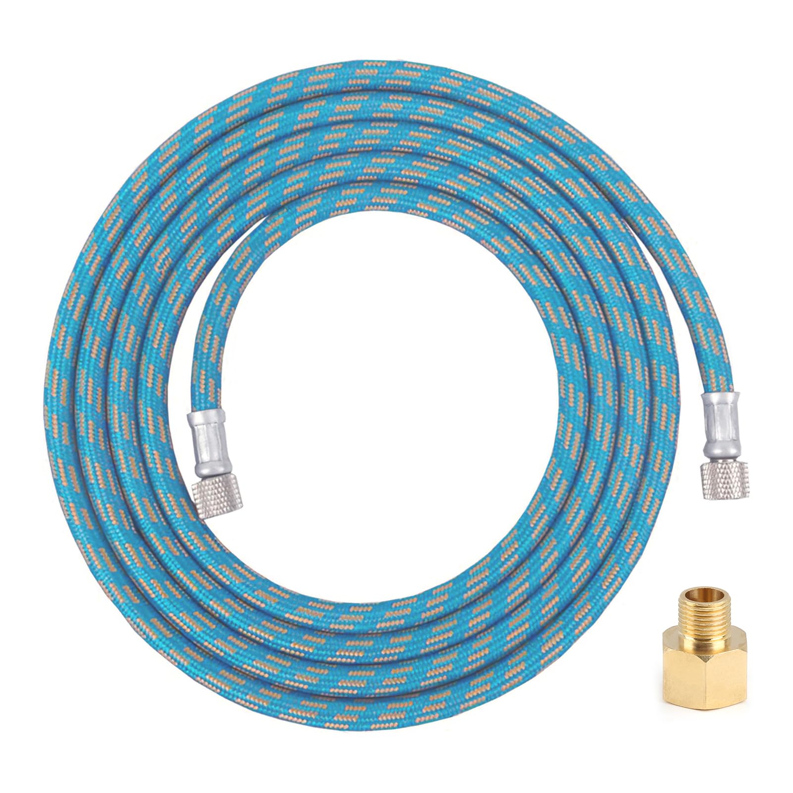 Airbrush Braided Hose 6Ft 1.8m Nylon Hose with 1/8" Size Fittings on Both Ends Air Compressor Adapter Quick Release Coupling 1/8" Male to 1/4" Female for Most Airbrush Kit