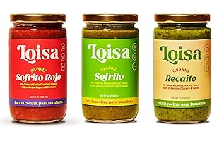 Loisa Sofrito Cooking Sauce, Non-GMO, No-MSG, No Preservatives, No Artificial Coloring, No Artificial Flavors, Vegan, Pure Latin Flavor (Sofrito Sampler Three Pack - Classic, Rojo, Recaito)