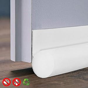 IDEALCRAFT Door Draft Stopper Sweep Bottom Seal, Under Door Gap Blocker Stop Drafty Dust and Noise Insulation, 36 Inches Length, White