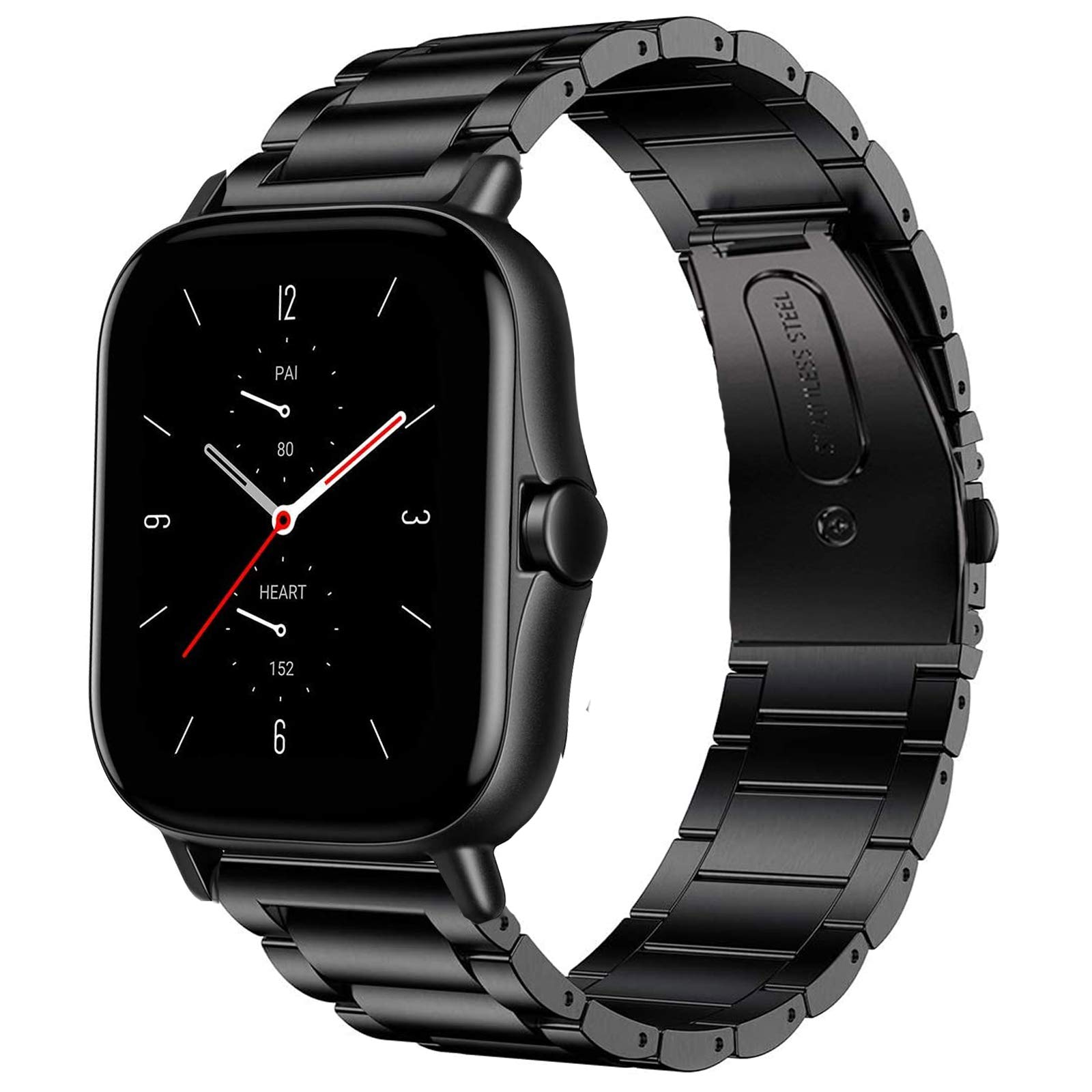Giaogor Compatible for Amazfit GTS 2 Mini Band, Quick Release Stainless Steel Metal Replacement Straps Compatible with Amazfit GTS 2 / GTS 2 Mini Smartwatch (Black)