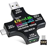 YOJOCK USB C Tester USB Power Meter 2 in 1 Digital Multimeter 3.6-32V 0-5.1A Voltage and Current Tester, Type C Voltmeter Bat