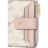 BAYITIONE Small Wallets for Women Leather Bifold Zipper Pocket Wallet Cute Flower Credit Card Holder Coin Purse with ID Window