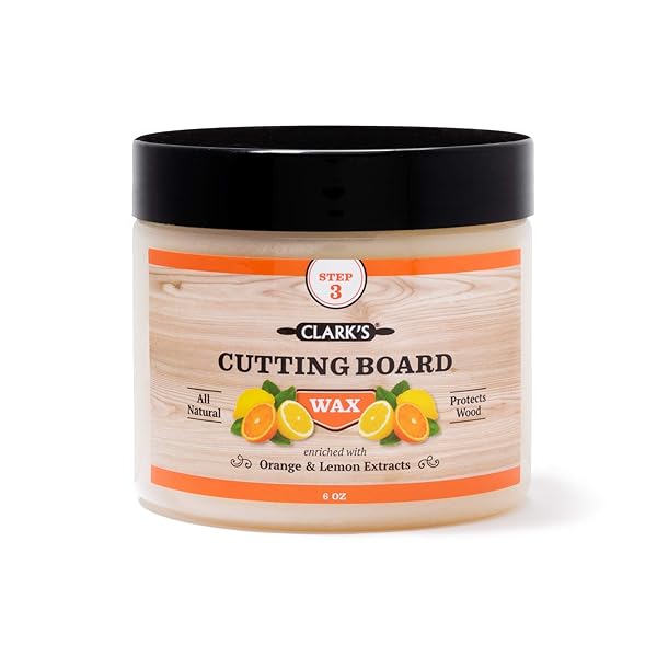 CLARK’S CUTTING BOARD FINISH WAX, ENRICHED WITH LEMON & ORANGE OILS ,MADE WITH NATURAL BEESWAX AND CARNAUBA WAX,BUTCHER BLOCK WAX, (6 OUNCES)