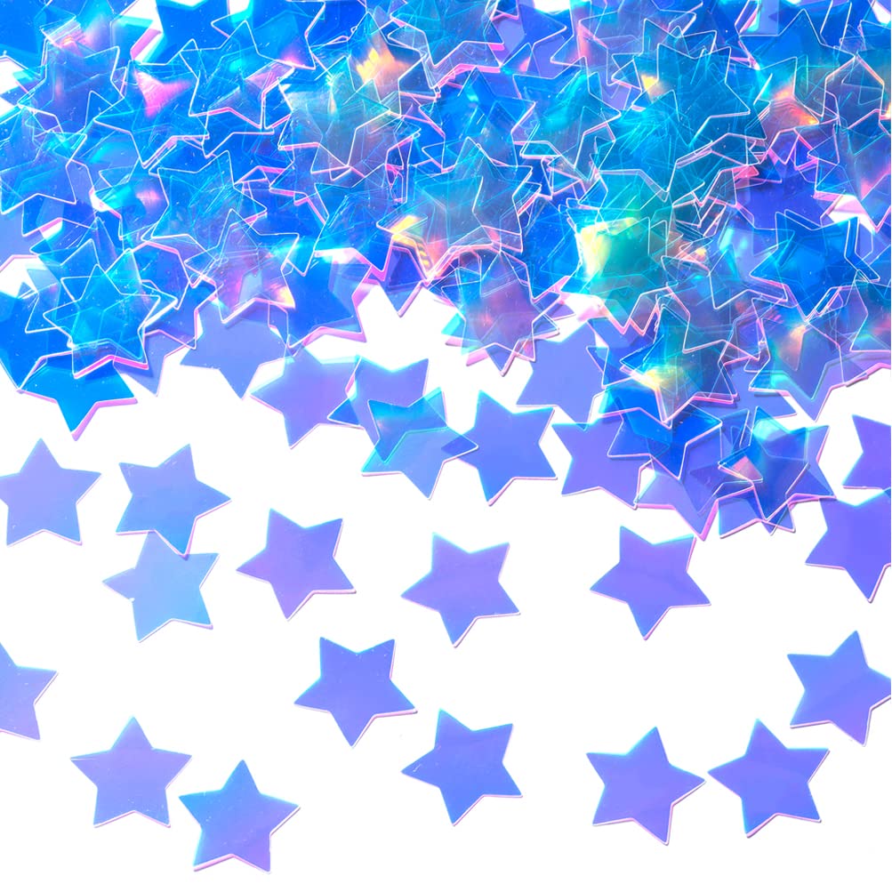 Iridescent Star Confetti Holographic Table Decoration for Baby Shower Birthday Theme Party,1.2 inch in Diameter,200 Counts