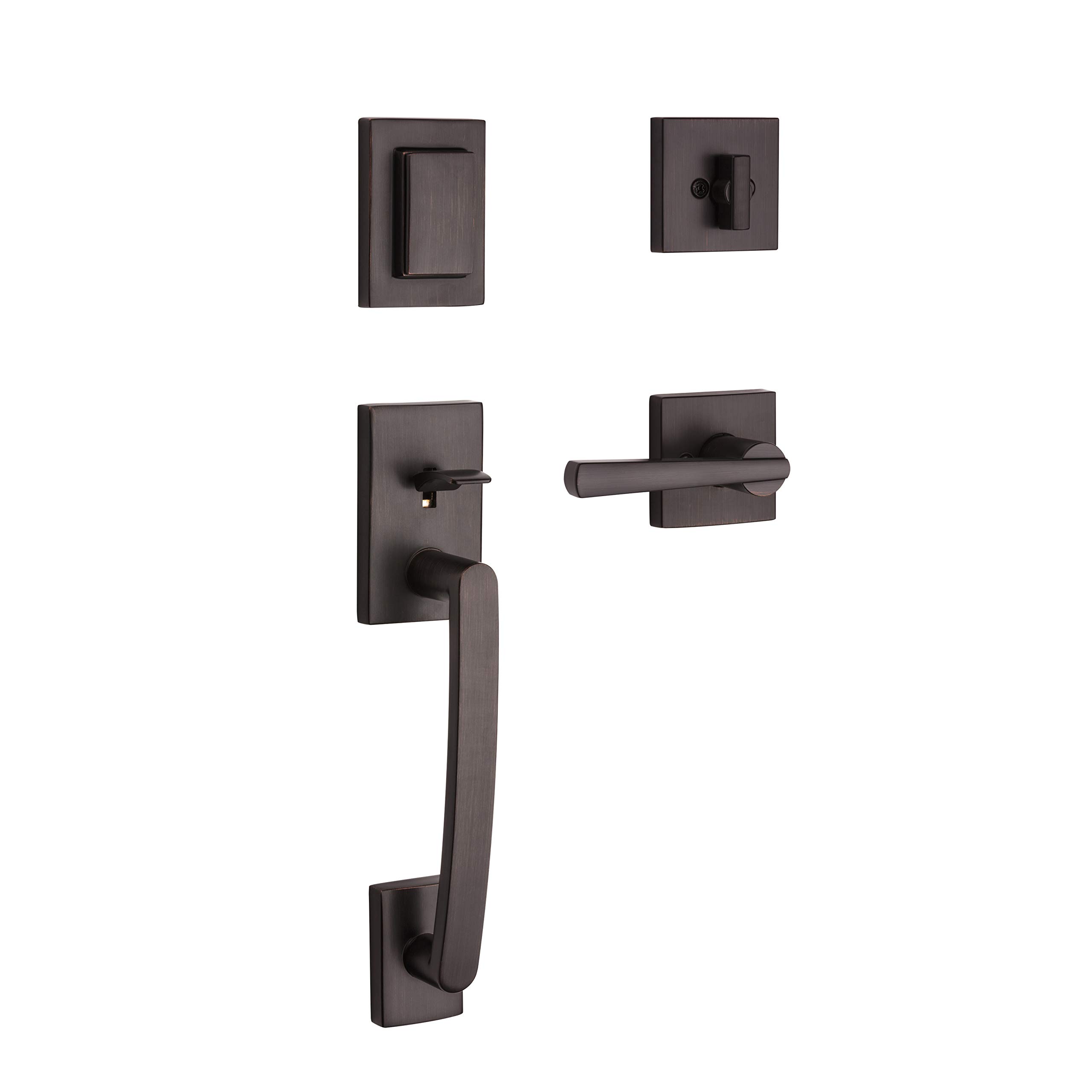 Photo 1 of Baldwin Spyglass , Front Entry Handleset with Interior Lever, Featuring SmartKey Deadbolt Re-Key Technology and Microban Protection, in Venetian Bronze