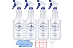 MATTHEW CLEANING PRODUCTS Matthew Cleaning 24 oz Empty Spray Bottles for Cleaning Solutions, All-Purpose HDPE Plastic Spray Bottle for Plants, Detailing, Pet, Hair, Adjustable Nozzle and Measurement, 4 Pack