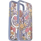 OtterBox iPhone 16 Plus - Symmetry MagSafe Case - Ultra-Slim - Raised Edges Protect Camera & Screen - Non-Retail Packaging - Floral Purple