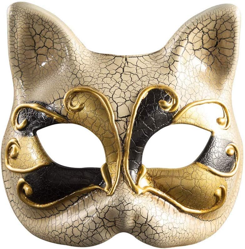 BLEVET Venetian Masquerade Masks Cat Face Mask Halloween Costume Mardi Gras Eye Mask BK004