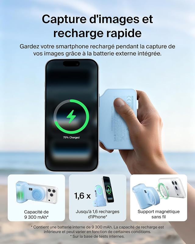 Stage PowerGrip Magnétique avec Batterie Externe 9,3K - Bleu