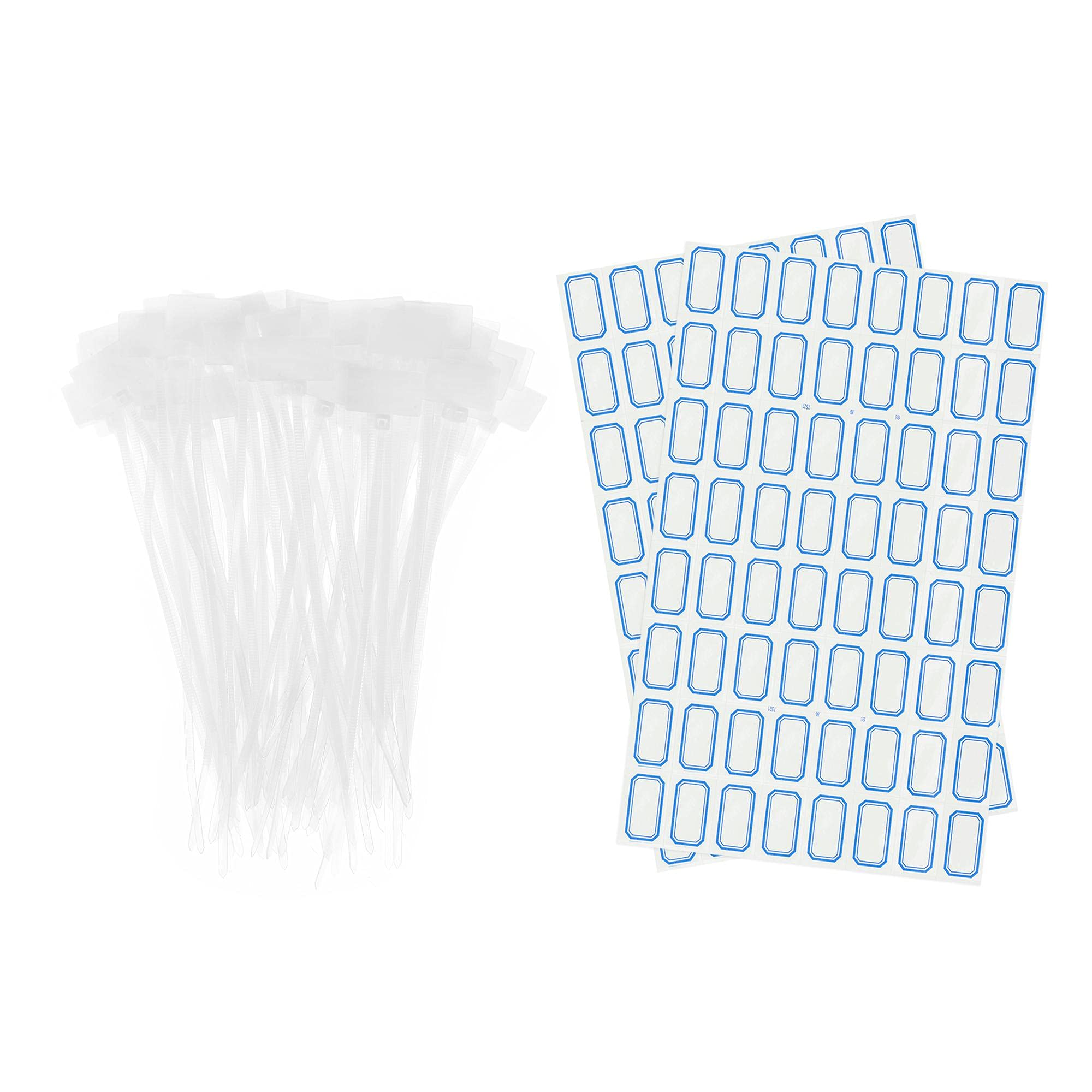 sourcing map 100pcs Nylon Cable Ties Tags Label Marker Self-Locking for Marking Organizing White