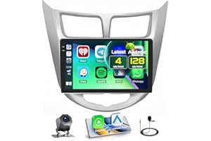 Fuluku 4+128GB Android 15 Car Stereo for Hyundai Accent 2012-2017 Wireless Carplay Android Auto, 9 Inch Incell Touch Screen C