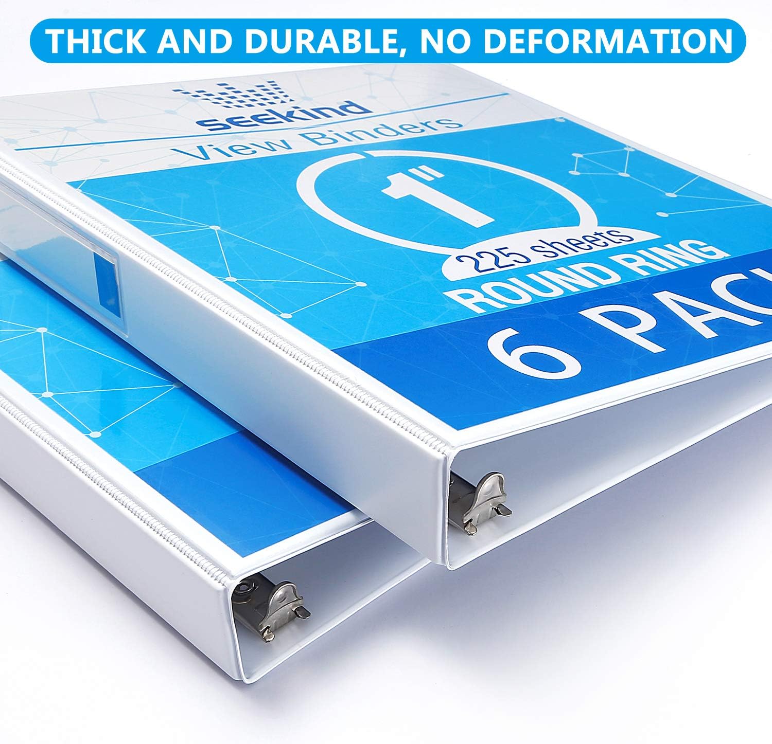 3 Ring Binder 1 Inch, SEEKIND View Binders White, Holds Up to 8.5"11" Paper, 1 inch White 3 Ring Binder with Clear Front Pocket and Spine Pocket for School, Home and Office Supply, 6 Pack : Office Products