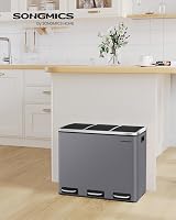 SONGMICS Kitchen Bin 3 x 18 L Recycling Bin 3 Compartments Matte Grey LTB054G01 view 2