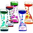 FKYTION Liquid Motion Bubbler Timer Pack of 5 Colorful Hourglass Liquid Bubbler Sensory Anxiety Toys Autism ADHD Fidget Toys Children Activity Calm Relaxing Desk Toys for Kid's Teenager Adults