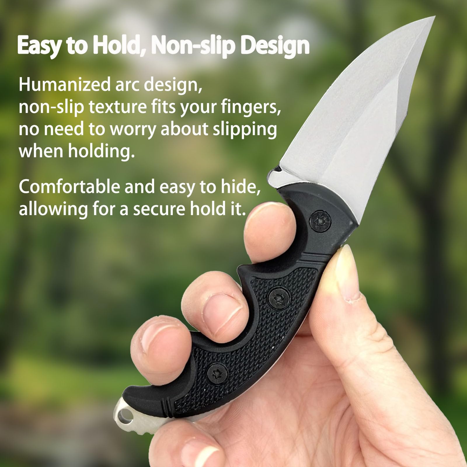 AZHU Small Fixed Blade Knife Neck Knife with Sheath and Chain - Lightweight 2.2 Inch Full Tang Blade for Tactical EDC Camping Survival - Non-slip Handle