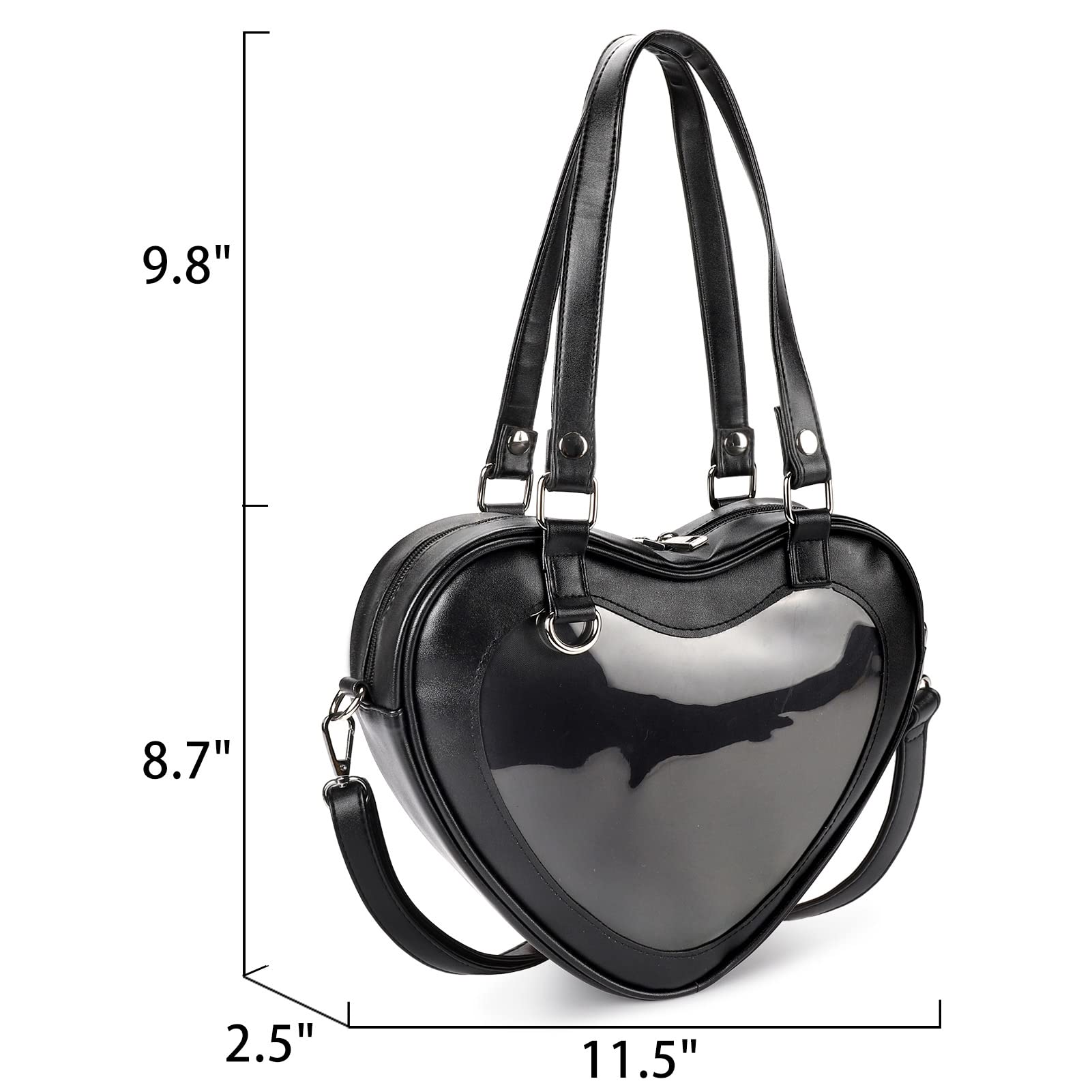 STEAMEDBUN Ita Bag Crossbody Heart Shaped Purse for Anime Pins Display