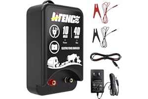 LIFENCE AC/DC 2-in-1 Power Supply, Electric Fence Energizer for 10 Mile Preventing Wild Animal Intrusion, 40 Acre Coverage, 12V Input, 12KV 2 Joule Output, Deter Predators, Contain Cattle, Cow and Livestock