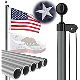 FFILY Heavy Duty 25 FT Flag Pole, Unbending 100MPH Wind Resistance, 12Gauge 95HBW Hard Aerospace Aluminum, In-Ground Flagpole Kit for Outside House