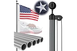FFILY Heavy Duty Flag Pole - 25 FT 12 Gauge Extra Thick Aluminum Flagpole Kit for Outside House In Ground - 100MPH Wind Tested