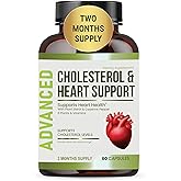 Heart Health Cholesterol Supplements - Cholesterol Health & Heart Support with Plant Sterols, Niacin & Garlic Powder.Vitamins Pills for Healthy Cholesterol and Healthy Heart.Two Months Supply.