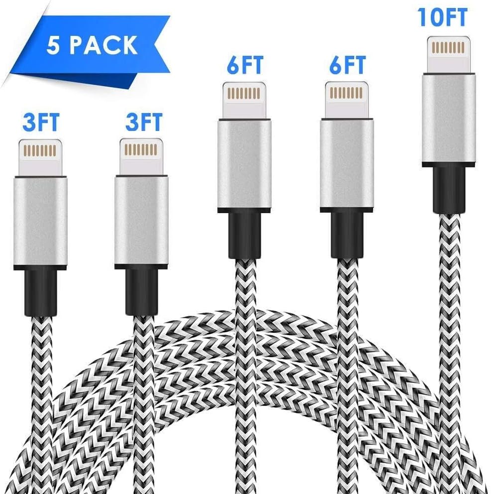 MFi Certified Cable 3FT 3FT 6FT 10FT Nylon Protable Braided USB Fast Charging& Syncing Cord Compatible Charger XS/MAX/XR/8/8 Plus/ 7/7 Plus/6s/6s Plus-153