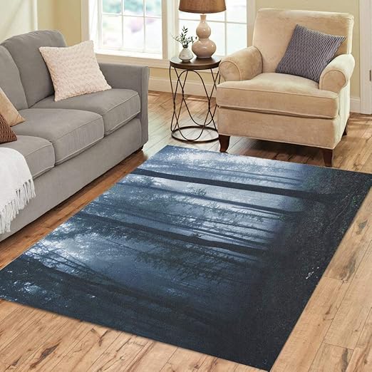 Amazon Com Pinbeam Area Rug Creepy Halloween Forest Dark Autumn Night Foggy Magic Home Decor Floor Rug 3 X 5 Carpet Kitchen Dining
