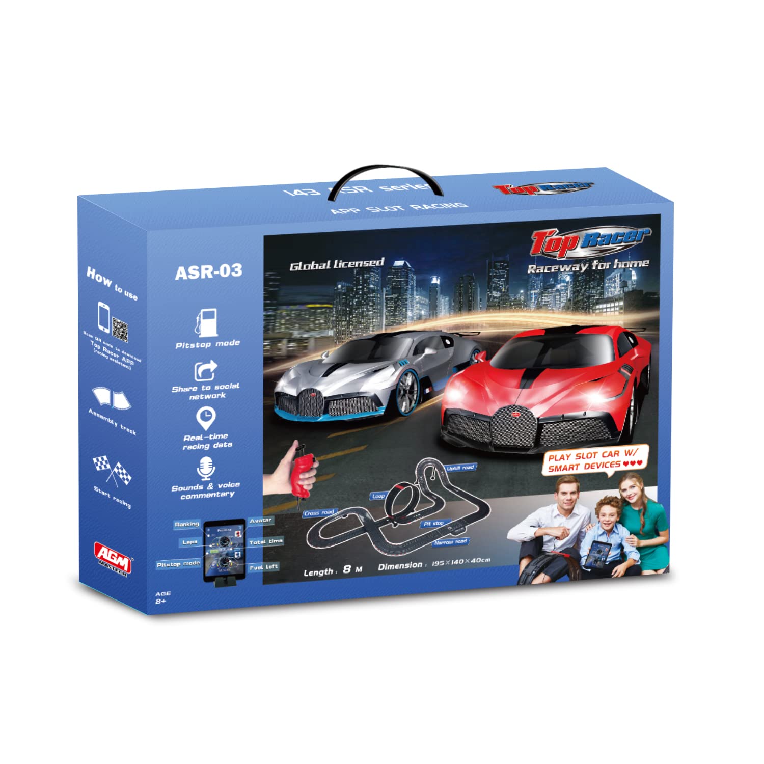 AGM MASTECH Slot car Set with Racing Assistant APP No.ASR-03 1:43 Scale