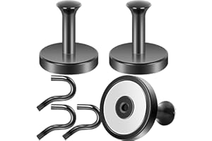 Neosmuk Magnetic Wreath Hanger,170 lb Heavy Duty Magnet Hook,Steel-Tube Base,No-Drill Door Wreath Hanger for Metal Doors/Walls, Cruise Cabin Door Hook, Aluminum Handle,Black,3 Pack