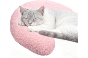 FdcZeyxior Pillows for Cats, Pink Mini Pillow Pet Cute U-Shaped Kitten Pillow Half Donut Shape Extra Fluffy Embroidered Cat Neck Cat Pillows for Indoor Cats to Sleep Deeply Essentials