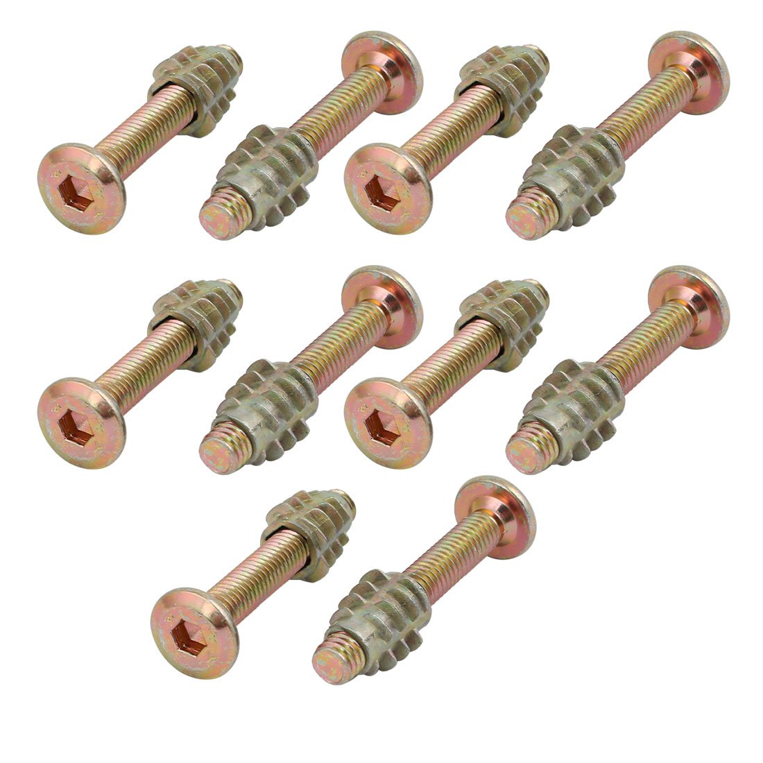 sourcing map 10pcs Furniture Connecting Fitting M6x40mm Hex Socket Drive Bolt w Wood Insert Nut