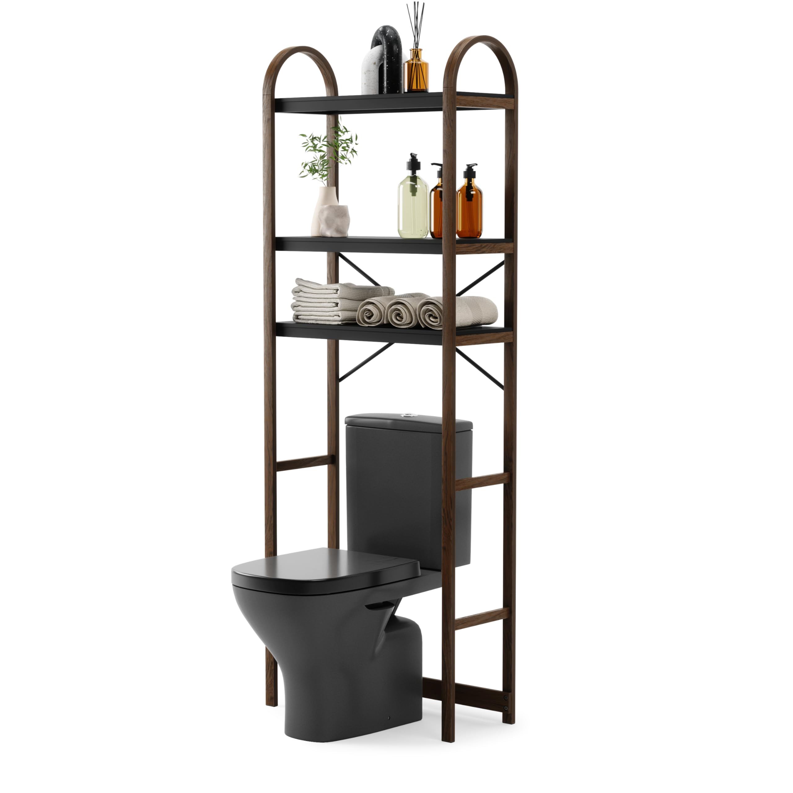 Photo 1 of Umbra Bellwood Over-The-Toilet Shelf for Bathroom or Powder Room, Black/Walnut