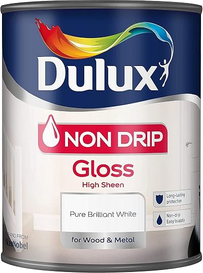 Dulux Non Drip Gloss Paint Pure Brilliant White 1.25L for Wood Metal