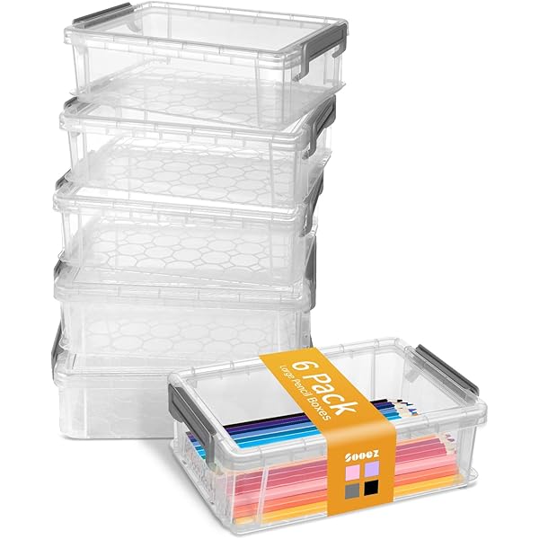 DANRONG Plastic Pencil Box 2 Pack, Large Capacity Pencil Case, Colored Pencil Boxes