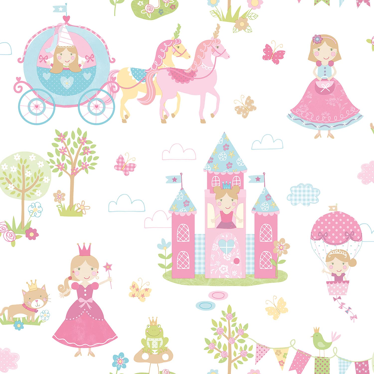 Galerie G78372 Tiny Tots 2 Fairytale Wallpaper, White/Pink, 10m x 53cm
