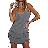 AI'MAGE Beach Cover Ups for Women Crochet Bathing Suit Coverup Summer Backless Swimsuit Cover-ups with Drawstring Dark Gray