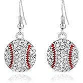 Rhinestone Basketball Dangle Earrings,Crystal Volleyball Baseball Sport Drop Earrings Jewelry for Women Teammate Birthday Christmas Gifts
