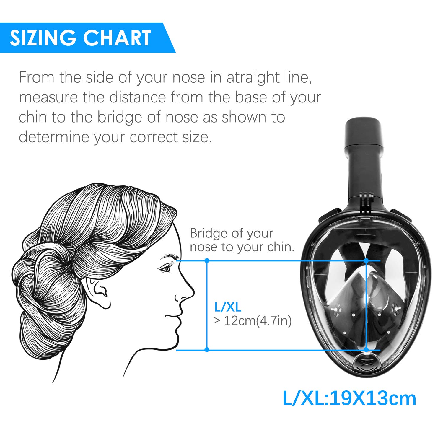 Ezire Full Face Snorkel Mask, 2-Pack Seaview 180&deg; Panoramic Viewing Snorkeling and Diving Mask with Action Camera Mount, Easy Breath Anti-Fog Anti-Leak Snorkeling Design for Adults (L/XL)