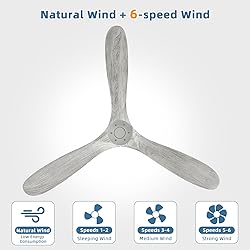 CACI Mall 60" Ceiling Fan,no Light,Natural Solid