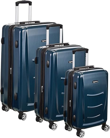 blue hard shell suitcase