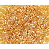 PPhtony Glass Bugle Tube Mini Seed Beads 1400Pcs/30g 2 * 3mm Small Craft Loose Spacer Beads for DIY Bracelets Necklace Earring Jewelry Making (Gold)