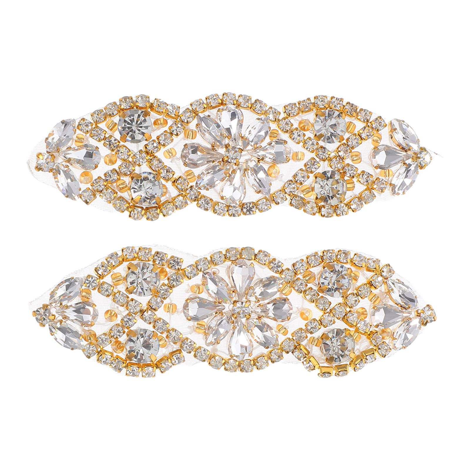 Milisten 2Pcs Rhinestone Applique Wedding Sash Belt Crystal Beaded Decoration for Bridal Gown Evening Dress Diy Hot Fix or Sew on 3.9X1.2 Inch