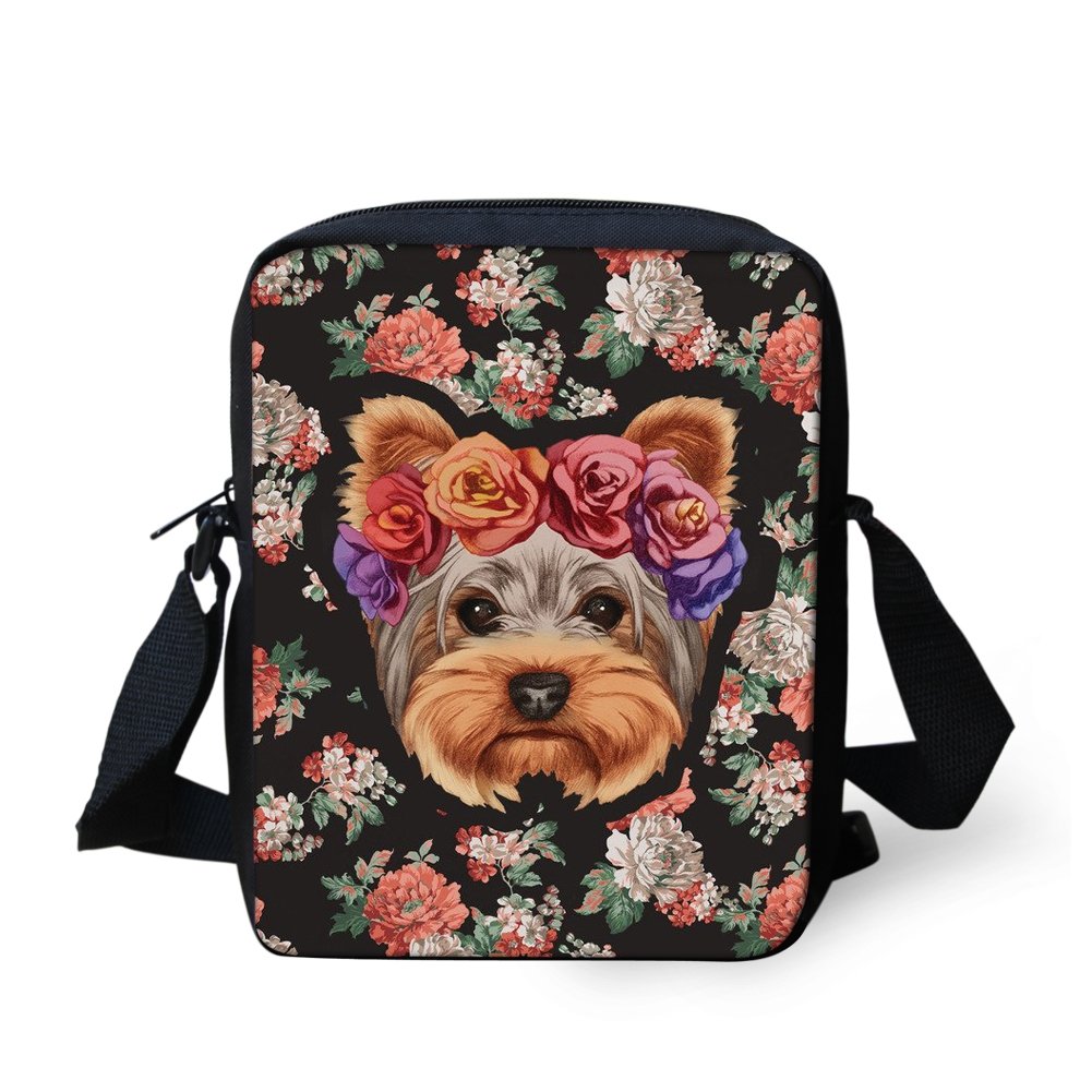 HUGS IDEA Women Girl Mini Crossbody Bags Sling Shoulder Bag Yorkshire Terrier Pattern Handbag Cellphone Pouch