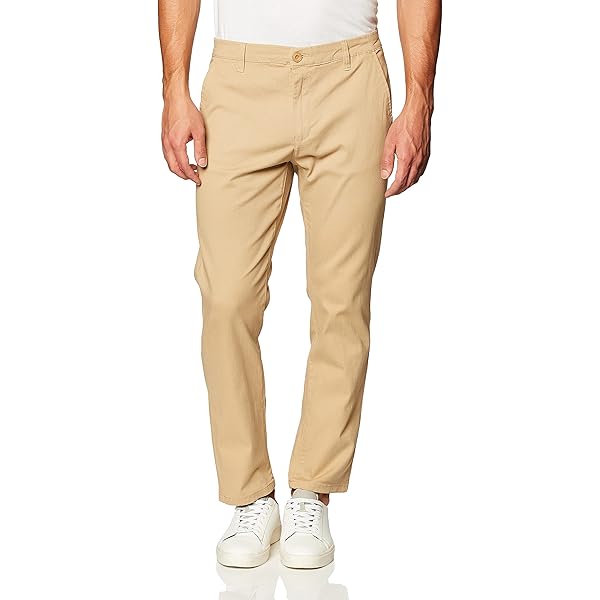 Men's Classic-Fit Khaki Chino Pants with Hidden Expandable