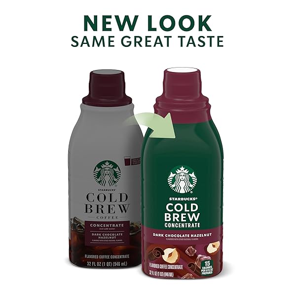 STARBUCKS COLD BREW COFFEE CONCENTRATE, DARK CHOCOLATE HAZELNUT FLAVORED ICED COFFEE, 32 FL OZ